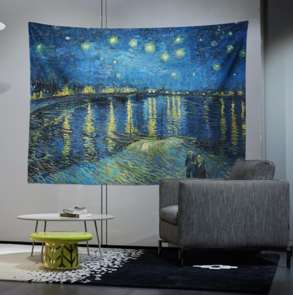 Huge Starry Night Over the Rhone Vincent Van Gogh Wall Art Hanging Tapestry New - Picture 9 of 10